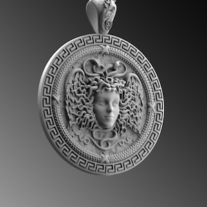 Silver Medusa Pendant For Mens Medusa Necklace Medusa Charm Medallion Medusa Head Necklace Gorgon Medusa Sterling Silver Pendant Unique Gift