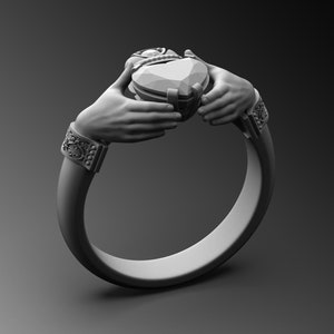Mens Claddagh Ring Celtic Sterling Silver Ring Claddagh Promise Ring Celtic Engagement Promise Crown Ring Irish Traditional Friendship ring