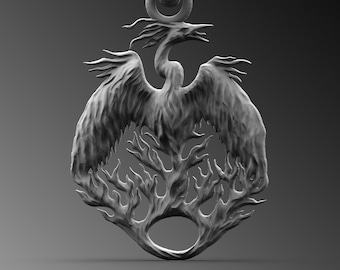 Collana con ciondolo a forma di fenice alata in argento sterling, mitologia greca