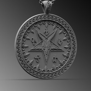Silver Baphomet Satanic Pendant For Man Occult Satanic Necklace Mens Baphomet Charm Sterling Baphomet Pendant Gothic Lucifer Gift For Man