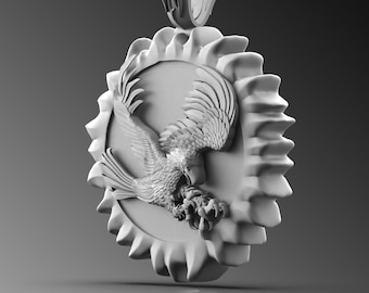 Adler Anhänger, Sterling Silber Halskette, geflügeltes Medaillon, handgemacht