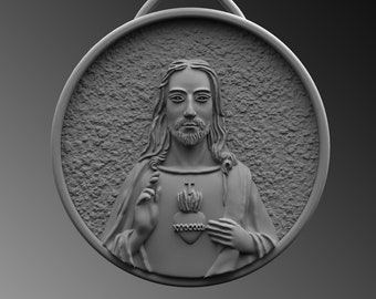 Sacred Heart of Jesus Religious Necklace, Sterling Silver Handmade ...