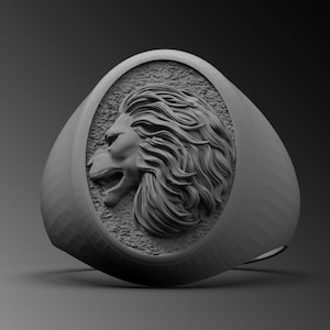 Anillo de león de plata, anillo de sello de león de crin para hombre, anillo del zodíaco leo de plata para hombre, anillo de animal de ley 925k anillo meñique motorista regalo de joyería único