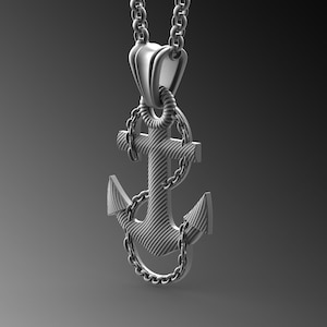 Silver Anchor Pendant For Man Navy Sailor Anchor Necklace Mens Anchor Silver Charm Anchor Necklace For Man Unique Gifts For Him Nautilus