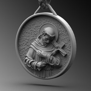 Saint Francis of Assisi Silver Medallion Necklace, St Francis Men&#39;s Pendant, Catholic Silver Charm Necklace, Silver Gift For Dad and Mom