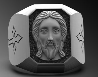 Sterling Silver Jesus Ring, Handmade Religious Jewelry, Christian Gift