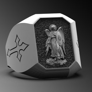 St Raphael The Archangel Signet Ring, 925 Sterling Silver Christian Ring, Protection Ring, Religious Jewelry, Family Ring, Christian Gift