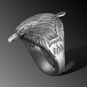 Mens Eagle Ring Silver Hawk Ring Mens Signet Ring Bald Eagle Rings For Man Hawk Silver Ring Man Pinky Ring Unique Silver Rings For Man Gift