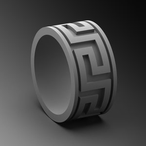 Sterling Silver Greek Key Ring For Man Meander Pattern Greek Band Meandros Greek Fret Pattern Full Eterniy Band Men Geometric Band Ring Gift
