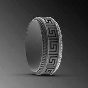 Silver Greek Key Pattern Band Rings For Man Eternity Sterling Ring Geometric Silver Band Ring Unique Ring For Man Silver Wedding Band Gift