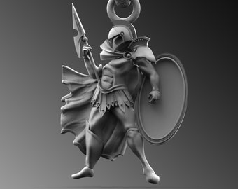 Sterling Silver Spartan Warrior Pendant Necklace, Oxidized Gladiator Jewelry
