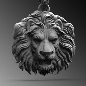 Lion Head Pendant Silver Necklace For Man Lion Medallion Pendant Men Silver Necklace Sterling Silver Lion Pendant Men Unique Gifts For Him