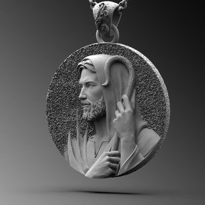 Il ciondolo di Gesù Cristo del Buon Pastore, collane cristiane per uomo, collana in argento per uomo cristiano, regalo religioso cattolico in argento Cristo