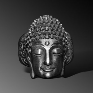 Buddha Head Silver Ring, Sterling Silver Buddhist Ring For Man Spiritualist Ring, Buddhist Jewelry For Men, Hinduism Buddha Head Abhayamudra