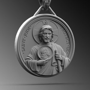 Saint Jude Medal, St. Jude Thaddaeus, Image of Edessa, Christians Necklace, Catholic Medal Necklace Catholic Pendant Necklace Gift Husband