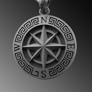 Silver Compass Pendant For Man Navy Sailor Compass Necklace Mens North Star Silver Charm Necklace For Man Unique Gifts For Him Nautilus