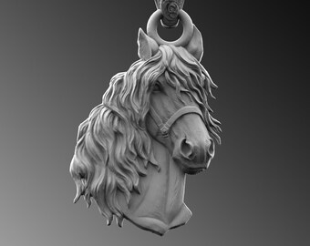 Maned Horse Sterling Silver Pendant Necklace, Animal Jewelry