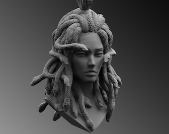 Sterling Silver Medusa Head Pendant Necklace, Gorgon Jewelry
