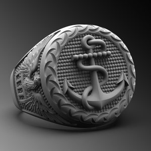 Anker Siegelring Herren Silber Anker Ring Einzigartige Anker Siegelringe Für Mann Pinky Silber Ring Einzigartige Sterling Ring für Mann Sailor Geschenk Ihn
