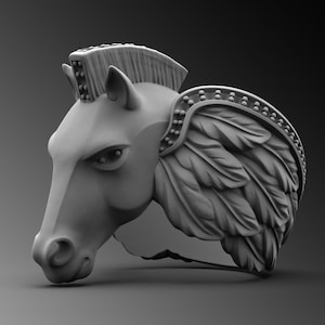 Mens Horse Ring Silver Pegasus Ring Mens Signet Ring Winged Horse Rings For Man Silver Ring Unique Man Pinky Ring Silver Rings For Man Gift