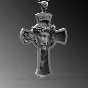 Silver Jesus Cross Pendant Man Jesus Christ Necklace Crucifix Silver Christian Necklace Jesus Necklace For Man Silver Crucifix Necklace Gift