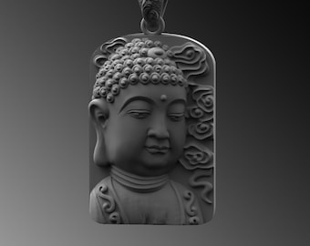 Sterling Silver Buddha Pendant Necklace, Oxidized Ohm Jewelry