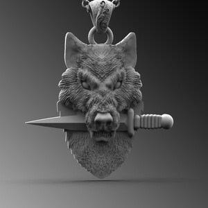 Silver Wolf Knife Medallion Mens Wolf Pendant For Man Sterling Silver Wolf Medallion Wolf Silver Necklace Wolf Head Pendant Unique Gifts Him