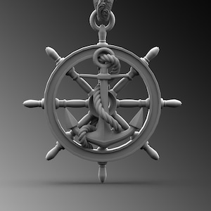 Silver Anchor Pendant For Man Navy Sailor Ship Whell Necklace Mens Anchor Silver Charm Anchor Necklace For Man Unique Gifts For Him Nautilus