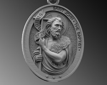 Sterling Silver Saint John the Baptist Medallion Necklace
