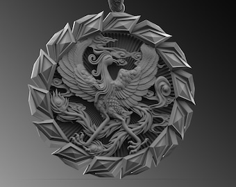 Collana con ciondolo in argento sterling a forma di fenice alata, mitologia greca