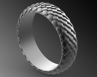 Handmade Sterling Silver Snake Scale Ring, Reptile Band