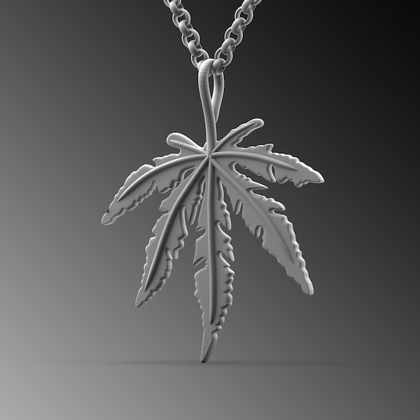 Sterling Silver Marijuana Leaf Pendant Necklace – Stoner Charm