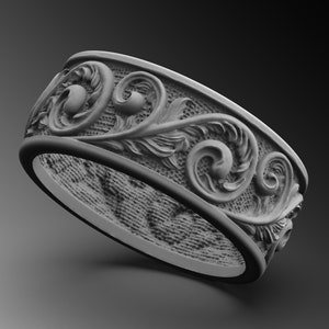 Victorian Leaf Motif Men Wedding Ring, Sterling Silver Vintage Baroque Men Engagement Ring, Men&#39;s Jewelry, Minimalist Ring, Groomsmen Gift