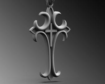 Sterling Silver Christian Cross Necklace, Religious Pendant For Men