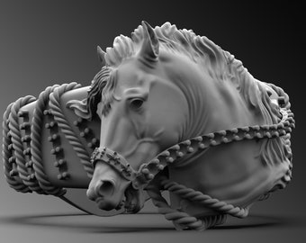 スターリングシルバーの馬の指輪、動物のジュエリー、乗馬ギフト