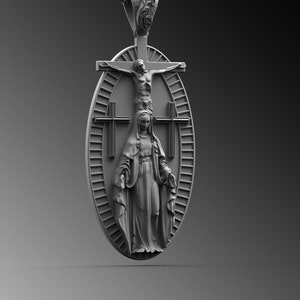 Holy Mary Jesus Crucifix Pendants For Man Sterling Silver Virgin Mary&Jesus Cross Necklace Christian Men Religious Jewelry Catholic Necklace