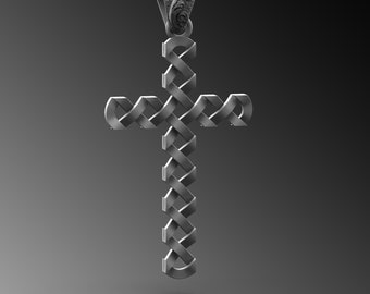 Sterling Silver Cross Necklace for Men, Christian Pendant