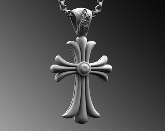 Sterling Silver Cross Necklace Mens, Christian Pendant