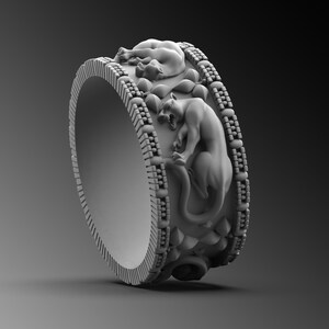 Silver Panther Rings For Man Silver Panther Head Ring Men Tiger Band Ring Unique Silver Rings For Man Pinky Panther Ring Unique Silver Gift