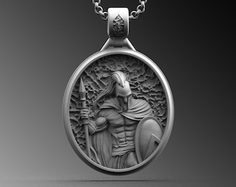 Colgante de casco espartano de plata de ley hecho a mano, joyería para hombre de la antigua Grecia.