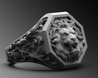 Handmade Sterling Silver Lion Ring, Leo Zodiac Jewelry