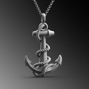 Silver Anchor Pendant For Man Navy Sailor Anchor Necklace Mens Anchor Silver Charm Anchor Necklace For Man Unique Gifts For Him Nautilus