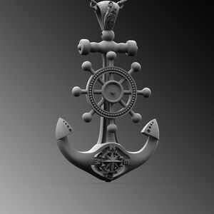 Silver Anchor Pendant For Man Navy Sailor Anchor Necklace Mens Anchor Silver Charm Ship Whell Necklace For Man Unique Gifts For Him Nautilus