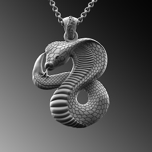 Silver Cobra Necklace For Man Serpent Pendant Men Silver Snake Necklace Sterling Silver Snake Viper Pendant Men Cobra Unique Gifts For Him