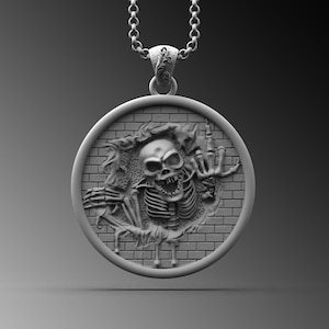 Schädel 925 Silber Personalisierte Halskette Sterling Silber Gothic Schmuck Gravierte Halskette Horror Schädel Anhänger BestFriend Halskette Geschenk Him