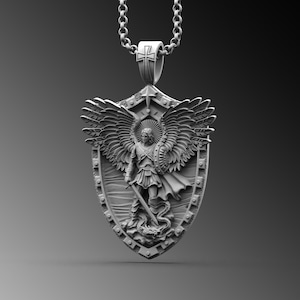 Saint Michael The Archangel Pendant St Michael Necklace For Man Archangel Pendant Christian Necklace For Religious Man Christian Gift Him