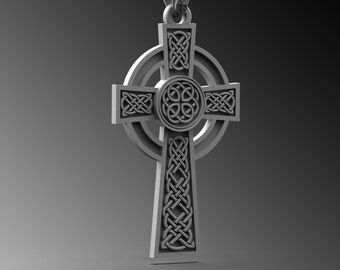 Sterling Silver Celtic Cross Pendant Necklace, Religious Irish Jewelry