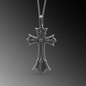 Mens Cross Necklace Silver Cross Necklace Silver Cross Pendant For Mens Christian Cross Necklace Cross Necklace For Man Religious Gift Him