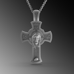 Silver Jesus Cross Pendant Man Jesus Christ Necklace Crucifix Silver Christian Necklace Jesus Necklace For Man Silver Crucifix Necklace Gift