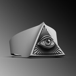 Eye of Providence Ring Sterling Silver Masonic Eye Ring, Illimunati Symbol Silver Men Ring, Eye of Providence Jewelry, Unique  Ring For Men